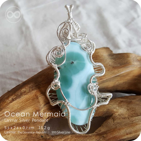 Larimar  拉利瑪 Silver Jewelry Pendant 純銀墜飾 H41 Ocean Mermaid 第1張的照片