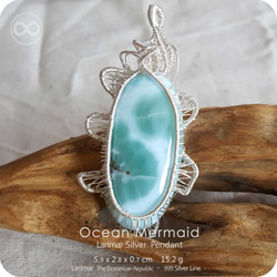 Larimar  拉利瑪 Silver Jewelry Pendant 純銀墜飾 H41 Ocean Mermaid 第4張的照片