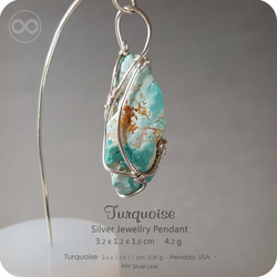 Turquoise 土耳其石 綠松石 Silver Jewelry Pendant 純銀墜飾 H95 第3張的照片