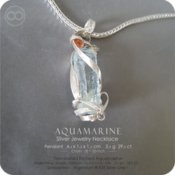 Terminated Etched AQUAMARINE Silver Jewelry Necklace H138 第6張的照片