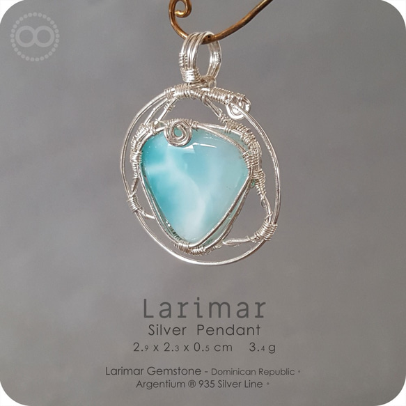 Larimar  拉利瑪 Silver Jewelry Pendant 純銀墜飾 H151 第1張的照片