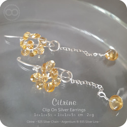 Citrine Silver Clip On Earrings 純銀耳夾 H157 第4張的照片