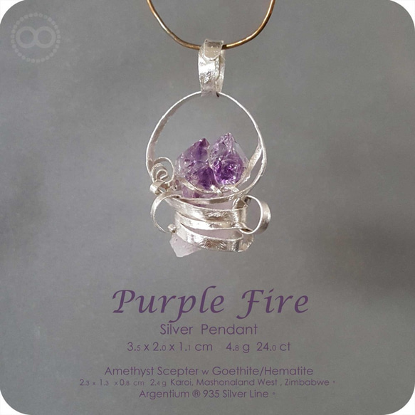 Amethyst Scepter Silver Jewelry Necklace - H164 第4張的照片