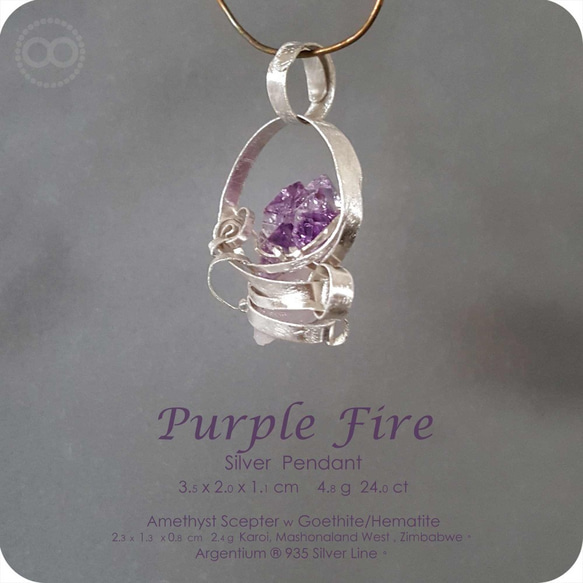 Amethyst Scepter Silver Jewelry Necklace - H164 第5張的照片