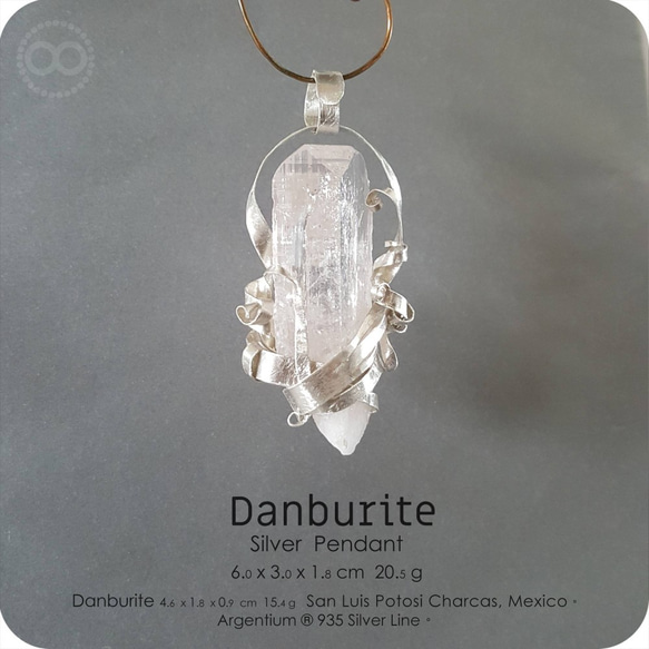 Danburite Crystal Specimen Silver Pendant H168 第1張的照片