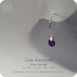 Gem Amethyst Silver Earrings [ H173 ] 第2張的照片