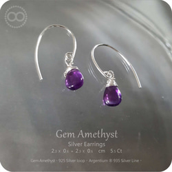 Gem Amethyst Silver Earrings [ H173 ] 第3張的照片