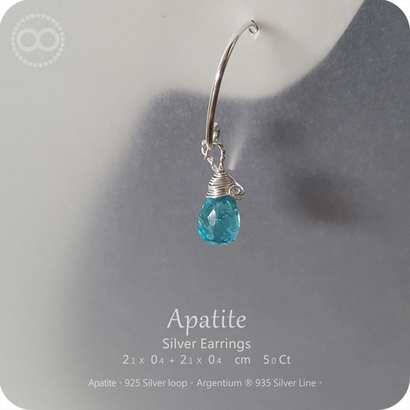 Neo Blue Apatite Silver Earrings [ H174 ] 第2張的照片