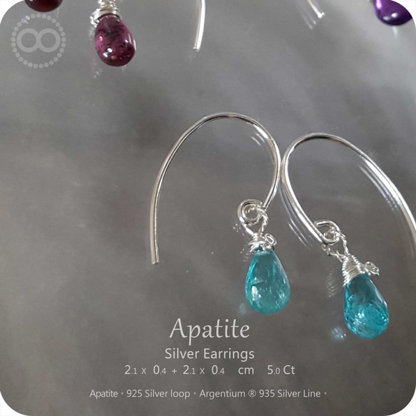 Neo Blue Apatite Silver Earrings [ H174 ] 第4張的照片