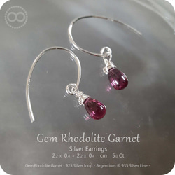 Gem Rhodolite Garnet Silver Earrings [ H175 ] 第2張的照片