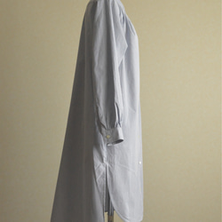 【再販3】ストライプシャツワンピース・コットン100白×ネイビー 3枚目の画像