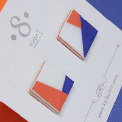 [BSE002] 大正方形拼色日韓款式手工紙製耳環 第2張的照片