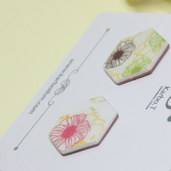 六角形配色日韓款式手工紙製耳環 [HE022] 第4張的照片
