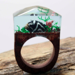 新館優惠 透明之心 花朵木戒指 木寶石戒指 wood ring Jewelry 第3張的照片