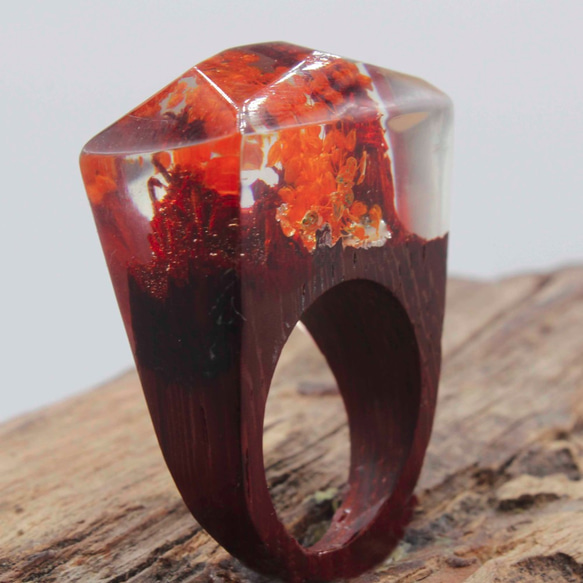 新館優惠 透明之心 花朵木戒指 木寶石戒指 wood ring Jewelry 第2張的照片