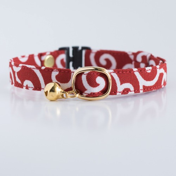 貓項圈Karakusa紅色可以以兩種方式使用！ 2件套色帶+帶安全扣的安全帶 第3張的照片