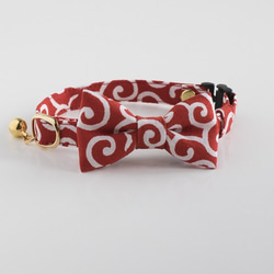 貓項圈Karakusa紅色可以以兩種方式使用！ 2件套色帶+帶安全扣的安全帶 第6張的照片