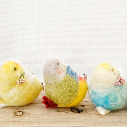 あやぱりん様オーダー品◯まんぷくインコちゃん◯セキセイ水色 羊毛 