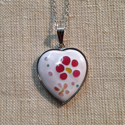 七宝焼きアクセサリー ペンダント 春待ち ハート 白 ネックレス