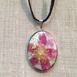 七宝ページ 七宝焼きペンダント春待ちシリーズ「楕円金・銀箔」 ネックレス