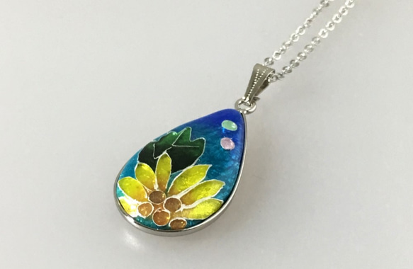 し*げ様 アクセサリーまとめ 七宝アクセサリー 有線七宝ペンダント 向日葵 ネックレス