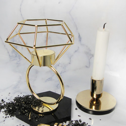 実験計画/ゼロ -  /幾何学線 - ダイヤモンド燭台ジュエリーテーブル - 金メッキ 3枚目の画像