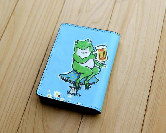名刺・カードケース　カエルがビールで乾杯（スカイ） 2枚目の画像