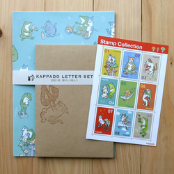 貓和青蛙字母套裝+郵票風格貼紙 第1張的照片