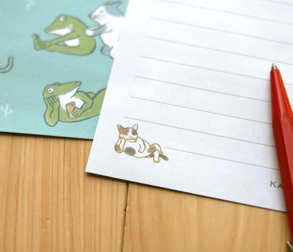 貓和青蛙字母套裝+郵票風格貼紙 第6張的照片