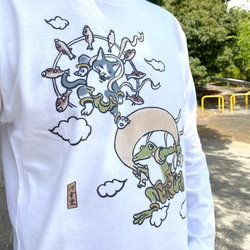 ロングTシャツ「風神雷神」（ホワイト）男女兼用【受注生産】 3枚目の画像