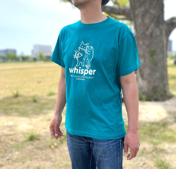 猫とカエルのTシャツ（アップルグリーン）【M】男女兼用 4枚目の画像