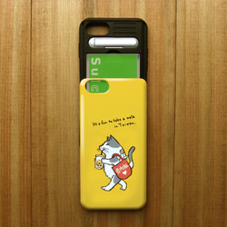 ICカード対応iPhoneケース　猫が台湾散歩（イエロー） 2枚目の画像
