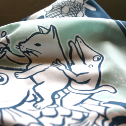 貓蛙手印手巾（靛藍色） 第7張的照片