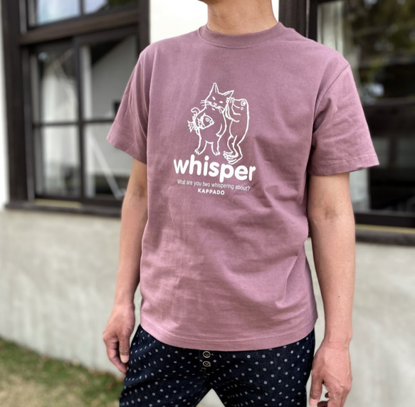 ワケあり　猫とカエルのTシャツ（メルロー）【M】送料無料 1枚目の画像