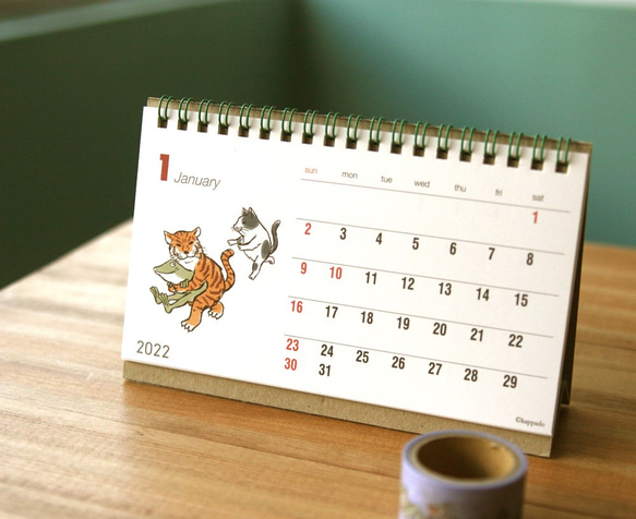 【50%OFF】2022　猫とカエルの卓上カレンダー 6枚目の画像