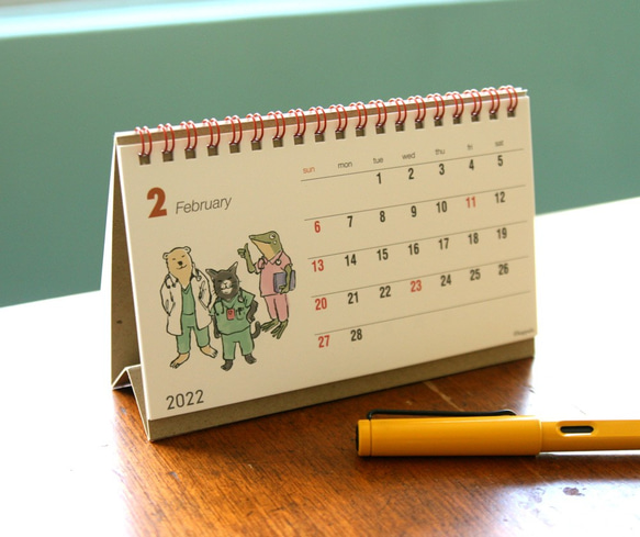 【50%OFF】2022　猫とカエルの卓上カレンダー 4枚目の画像