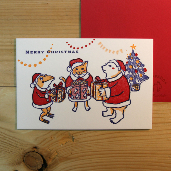 活版クリスマスカード（赤） 1枚目の画像