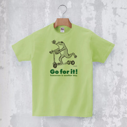 Tシャツ「カエルコースター」（ライトグリーン）男女兼用【受注生産】 2枚目の画像