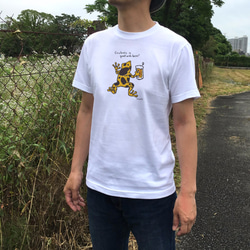 Tシャツ「ヤドクガエルが乾杯」（ホワイト／イエロー）男女兼用【受注生産】 3枚目の画像