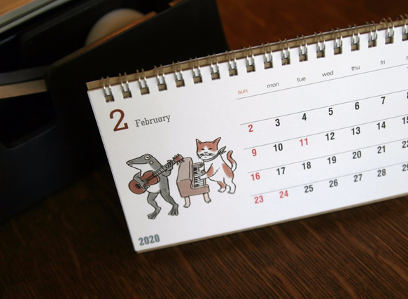 【30％OFF】2020　猫とカエルの卓上カレンダー 1枚目の画像