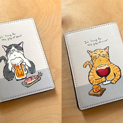 名刺・カードケース　猫がビールで乾杯（ライトグレー） 3枚目の画像