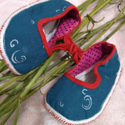0 - 1歳児童の布靴  純粋で手縫い 2枚目の画像