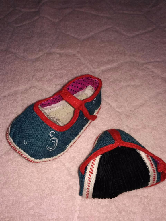 0 - 1歳児童の布靴  純粋で手縫い 3枚目の画像