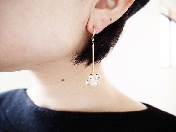 Drop Piereced Earrings (Gold) 第3張的照片