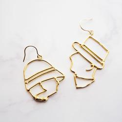 「純喫茶くりいま」14kgfフック モダンガール ピアス 1枚目の画像