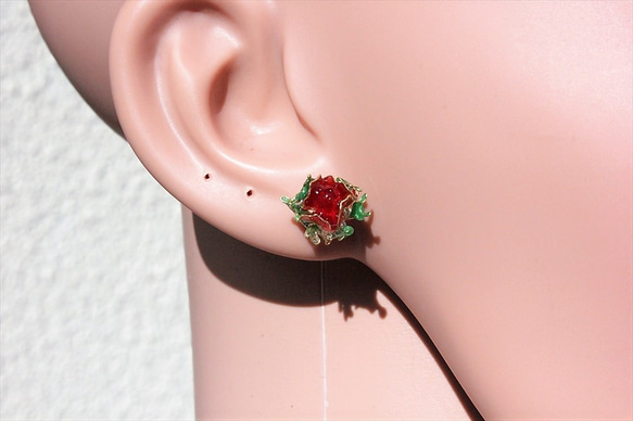 アネモネの耳飾りF（片耳ずつ売り、ピアスイヤリング選択可能 3枚目の画像