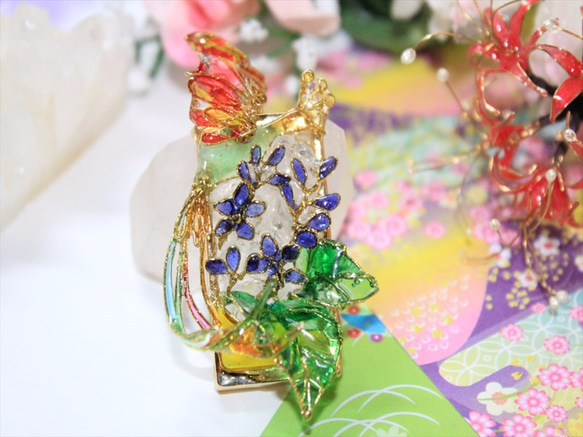 御所花十二か月クリスタル花モチーフブローチ/ペンダント12個セット キ