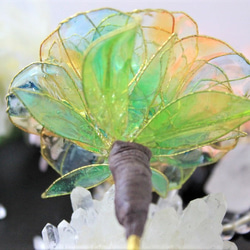 ステンドグラス風の薔薇の簪（シャボンMIXカラー 4枚目の画像