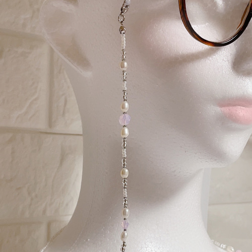 淡水パール × **ローズウォーターオパール **/柔らかに上品♡【グラス