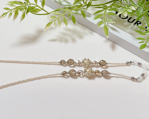 ♪564❤️ リボン　パール　雫　マスクチェーン　メガネチェーン　ハンドメイド ♪564❤️ リボンパール雫マスクチェーンメガネチェーンハンドメイド